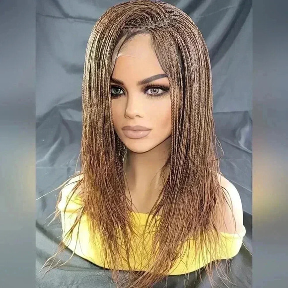 Handmade Auburn Ombre Braided Lace Wig Micro millions braids, medium. YASSINE - Picture 13 of 15